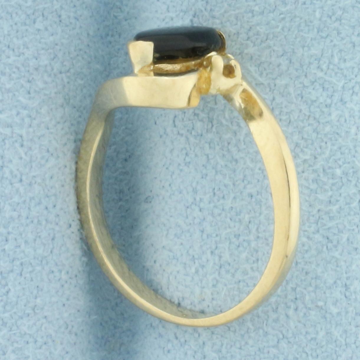 Vintage Onyx And Diamond Ring In 14k Yellow Gold