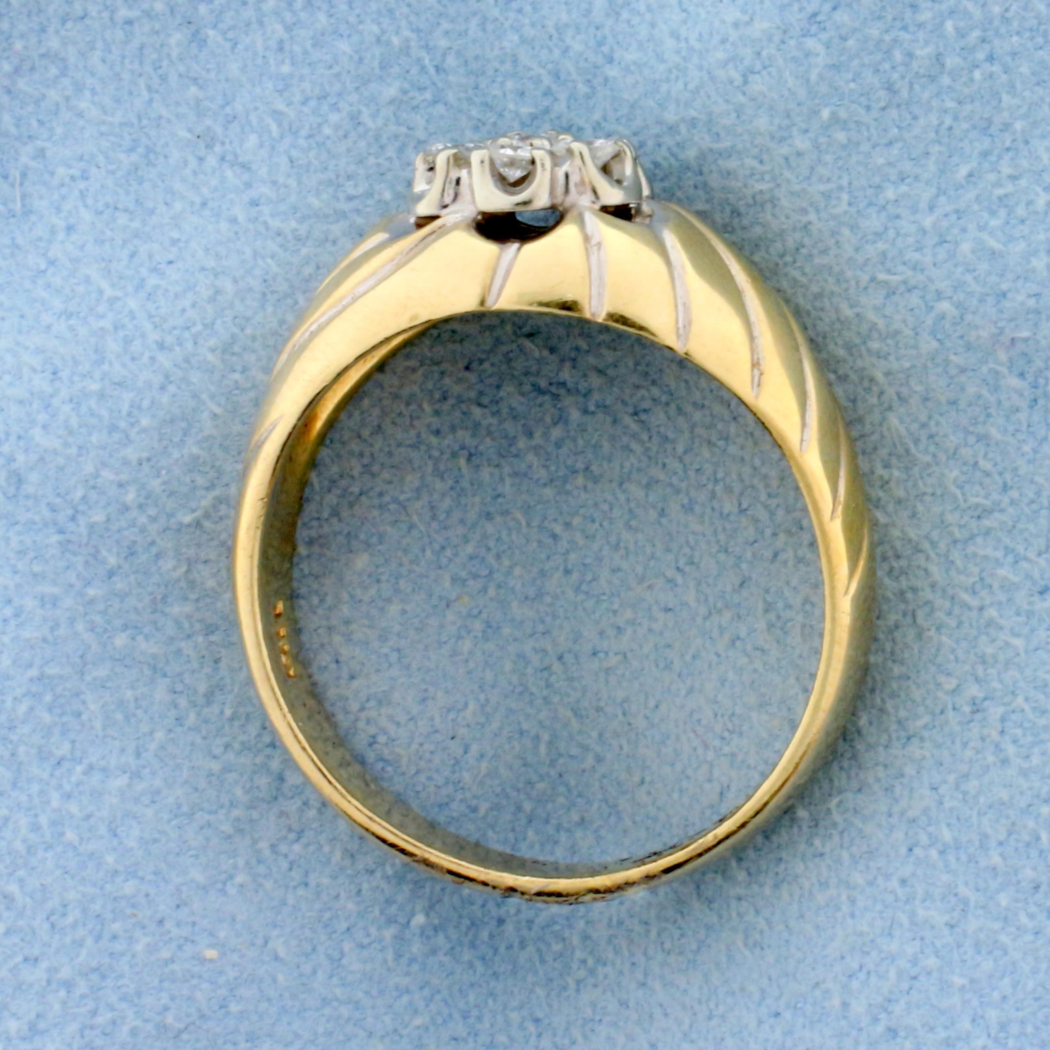 Vintage Diamond Dome Ring In 14k Yellow Gold