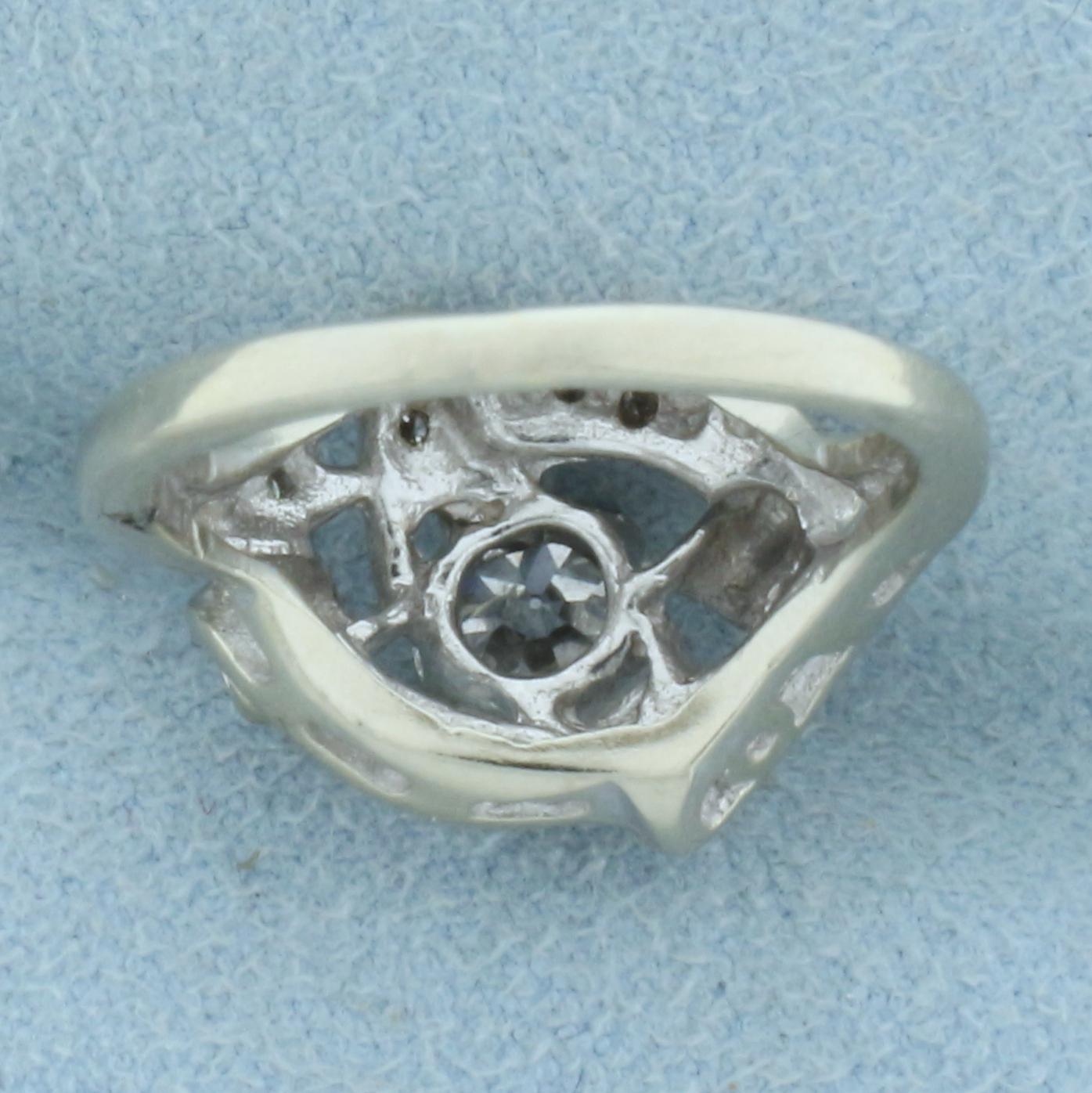 Antique 2/3ct Tw Old European Cut Diamond Ring In 14k White Gold