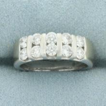 Certified Diamond Wedding Band Euro Shank Ring In 18k White Gold