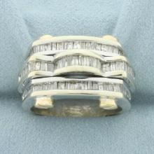 Mens Baguette Diamond Screw Design Ring In 14k Yellow And White Gold