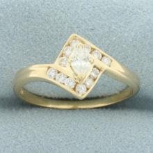 Marquise Diamond Bypass Ring In 14k Yellow Gold