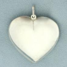 Large Puffy Heart Pendant In Sterling Silver