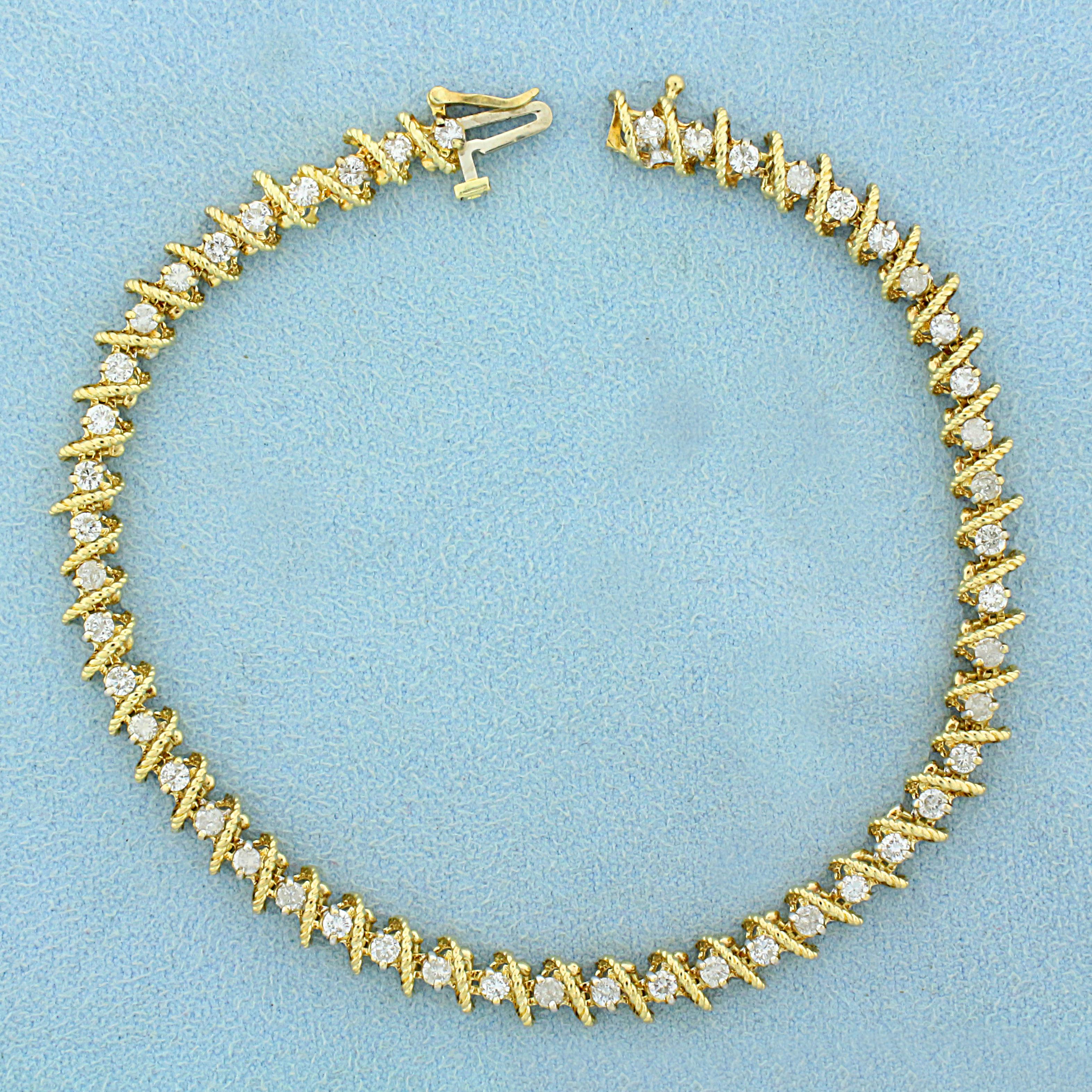 2ct Tw Diamond Tennis Bracelet In 10k Yellow Gold