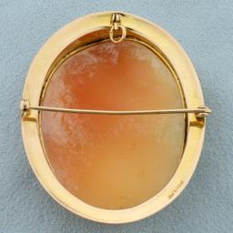 Vintage Cameo Pin Or Pendant In 10k Yellow Gold