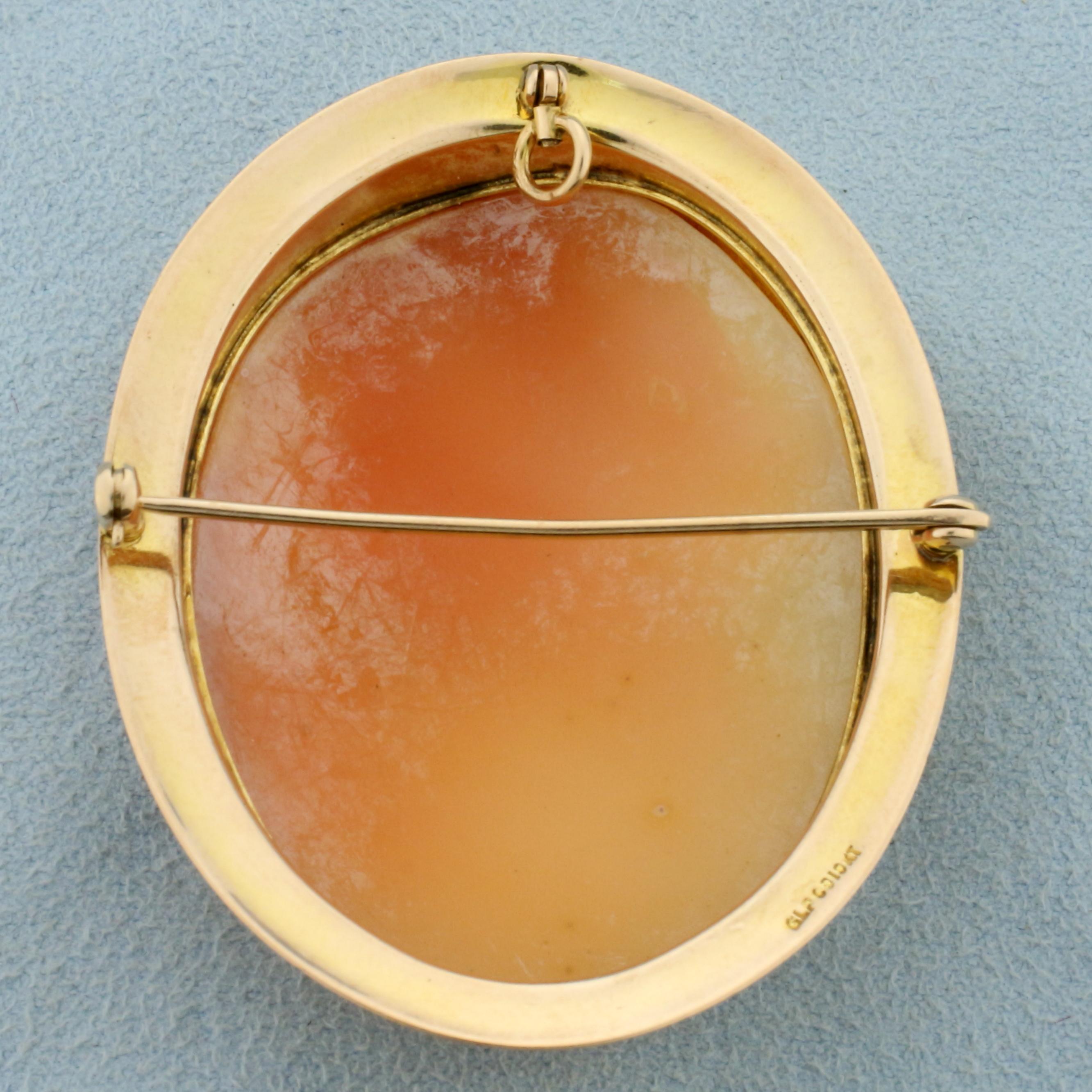 Vintage Cameo Pin Or Pendant In 10k Yellow Gold