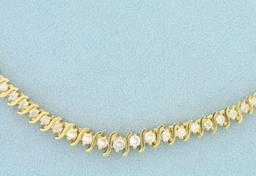 3ct Tw Graduated Diamond Necklace In 14k Yellow Gold