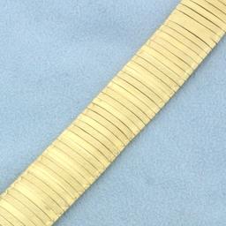 Italian Made Diamond Cut Omega Bracelet In 14k Yellow Gold