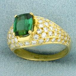 Tsavorite Garnet And Diamond Ring In 18k Yellow Gold