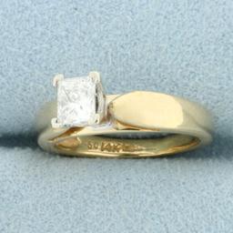 Solitaire Princess Diamond Engagement Ring In 14k Yellow Gold