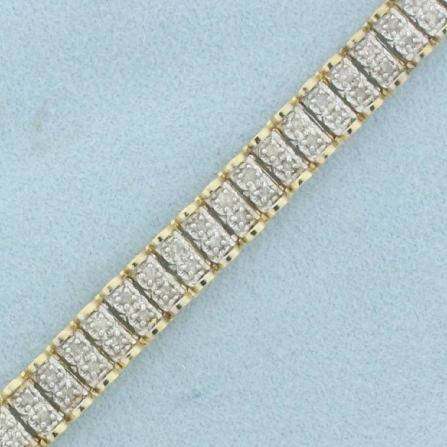 1ct Diamond Line Bracelet In 10k Yellow Gold