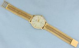 Mens Vintage Super Roamer Incabloc Watch In Solid 18k Gold Case And Band