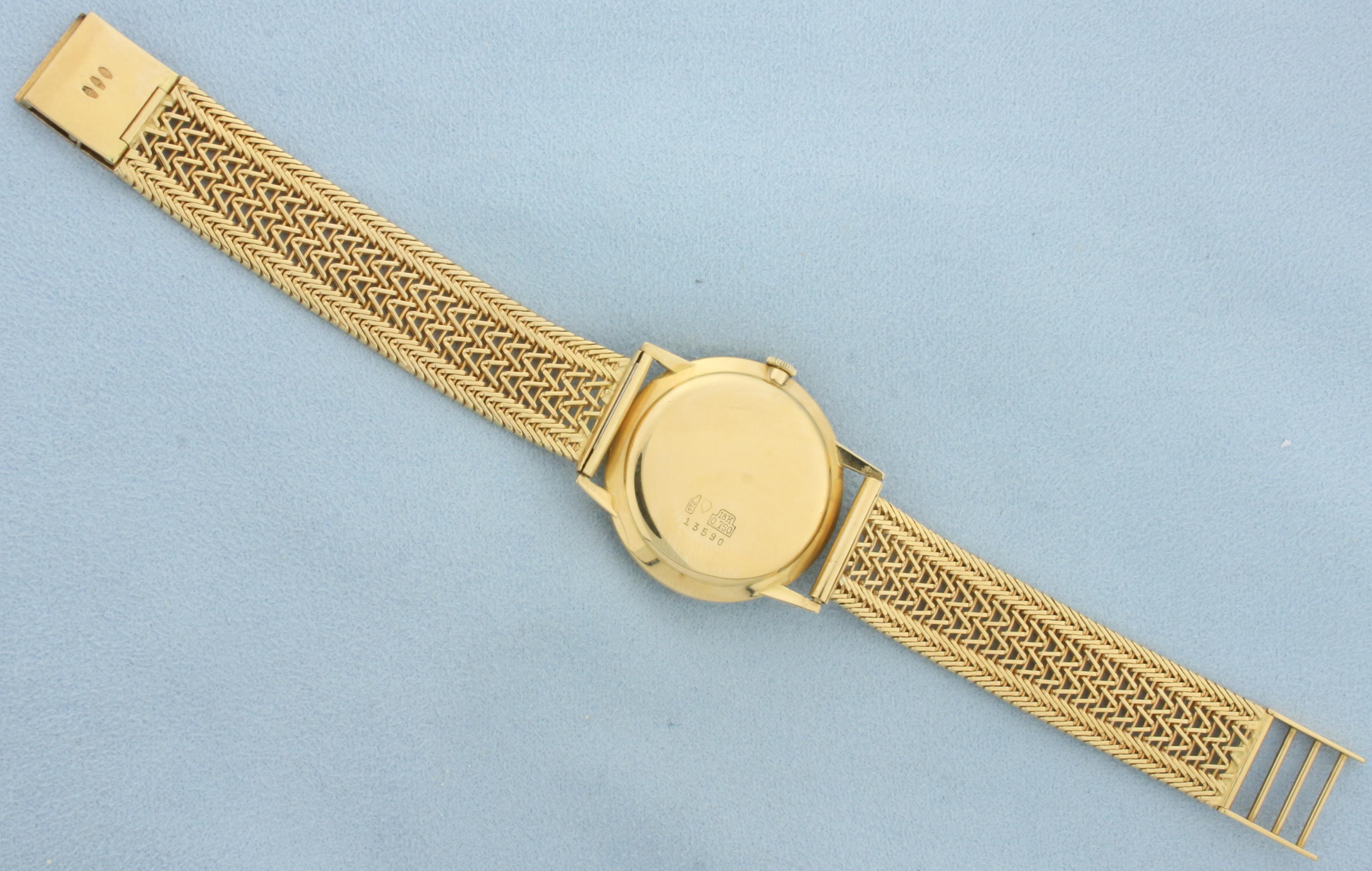 Mens Vintage Super Roamer Incabloc Watch In Solid 18k Gold Case And Band