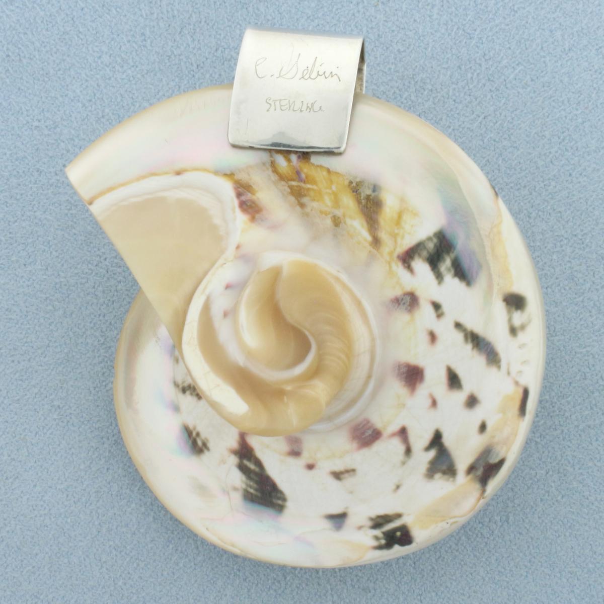 Modernist Signed Designer Celia Sebiri Shell Pendant