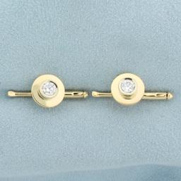 Diamond Cufflinks And Stud Set In 14k Yellow Gold