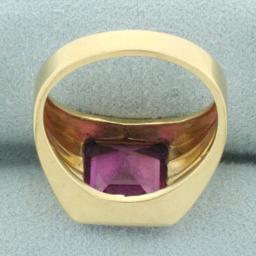 Lab Pink Sapphire Ring In 10k Yellow Gold
