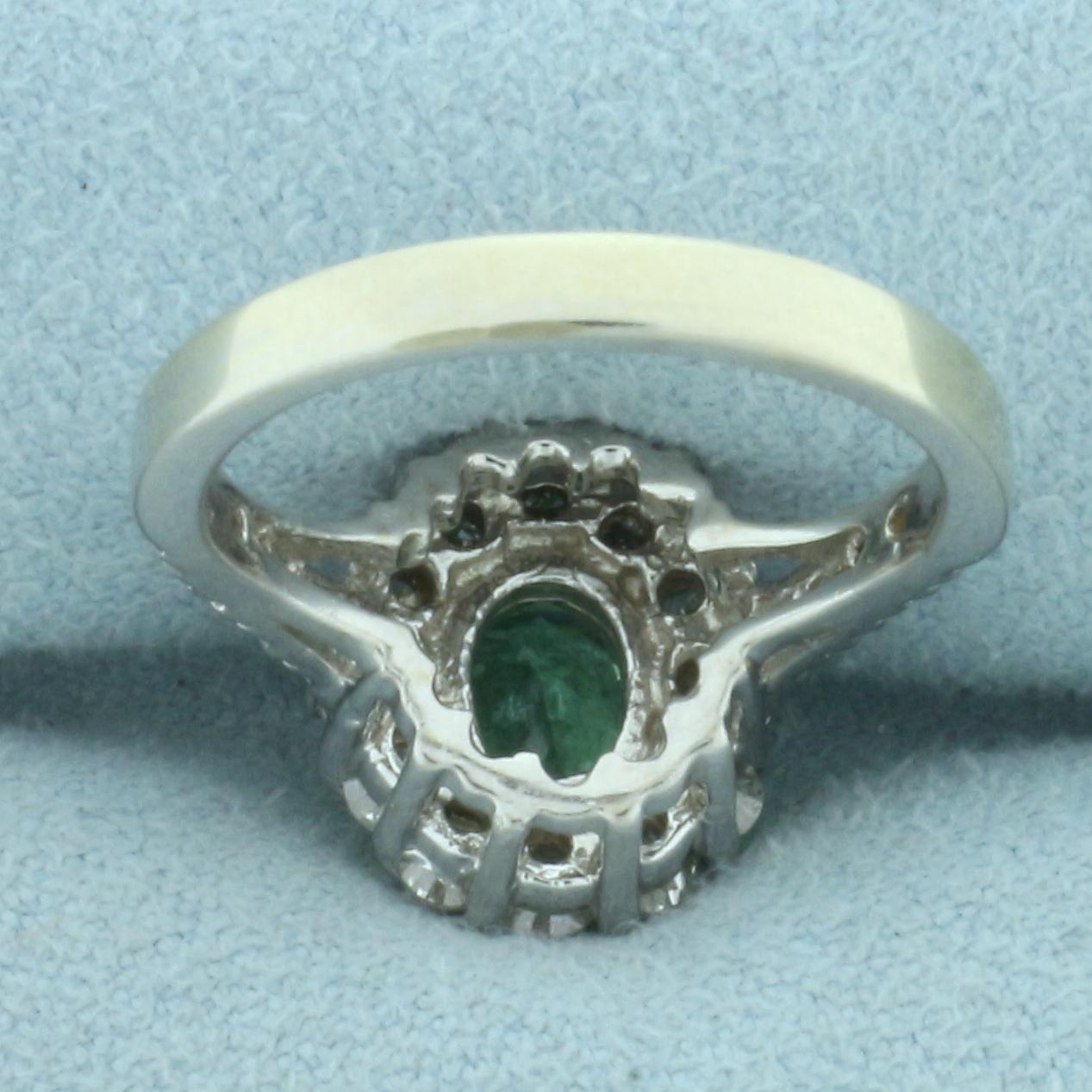 Mint Green Tourmaline And Diamond Halo Ring In 14k White Gold