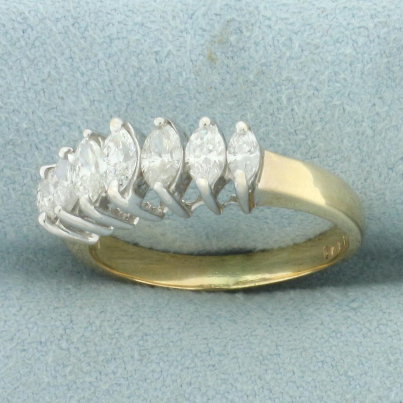 Marquise Diamond Wedding Or Anniversary Ring In 14k Yellow Gold