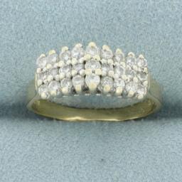 3-row Diamond Pyramid Cocktail Ring In 14k Yellow Gold