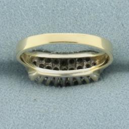 3-row Diamond Pyramid Cocktail Ring In 14k Yellow Gold