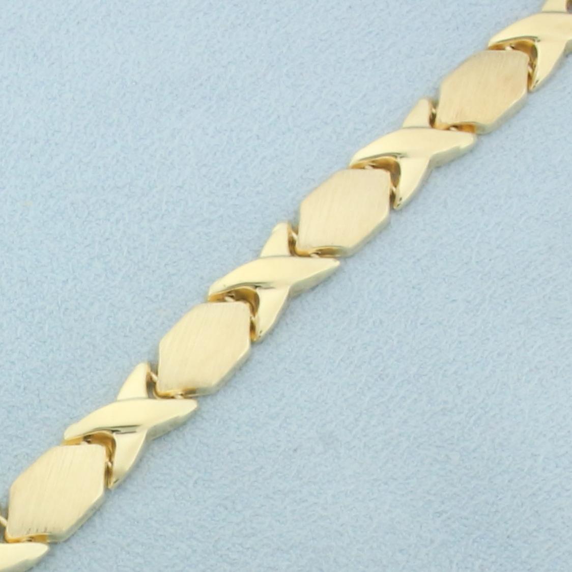 Italian X's And O's Bracelet In 14k Yellow Gold