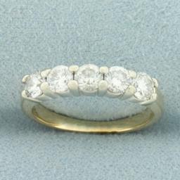 5 Stone Diamond Wedding Or Anniversary Ring In 14k Yellow Gold