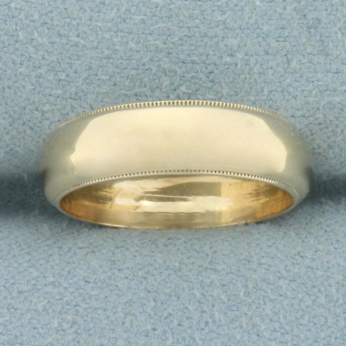 Milgrain Beaded Edge Wedding Band Ring In 14k Yellow Gold