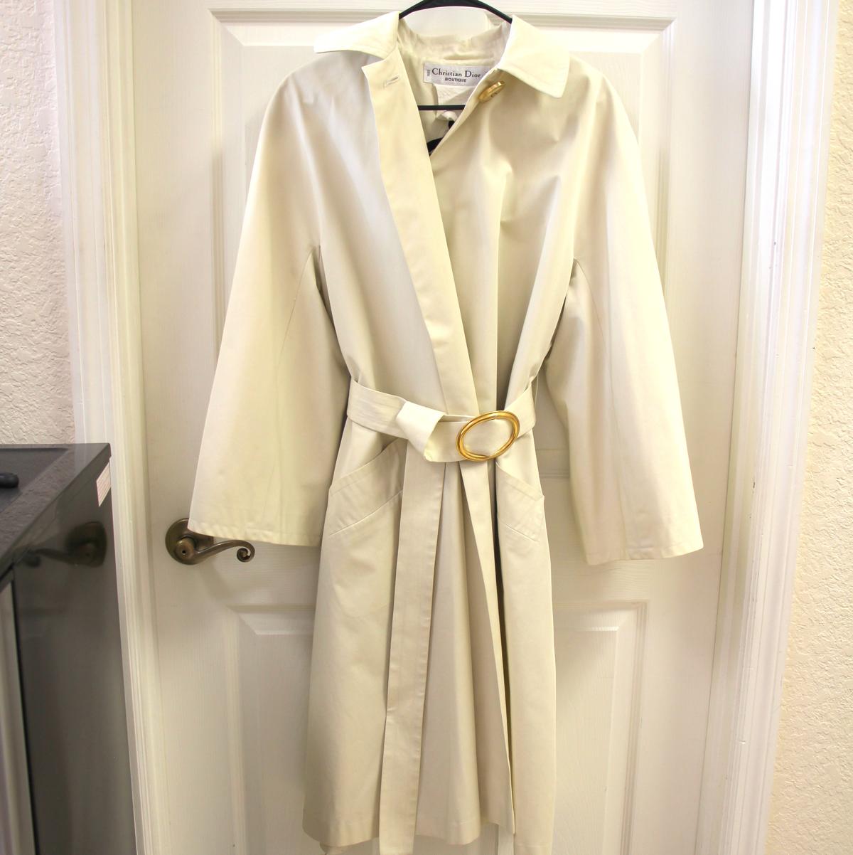 Christian Dior Boutique Beige Belted Gold Hardware Trench Coat