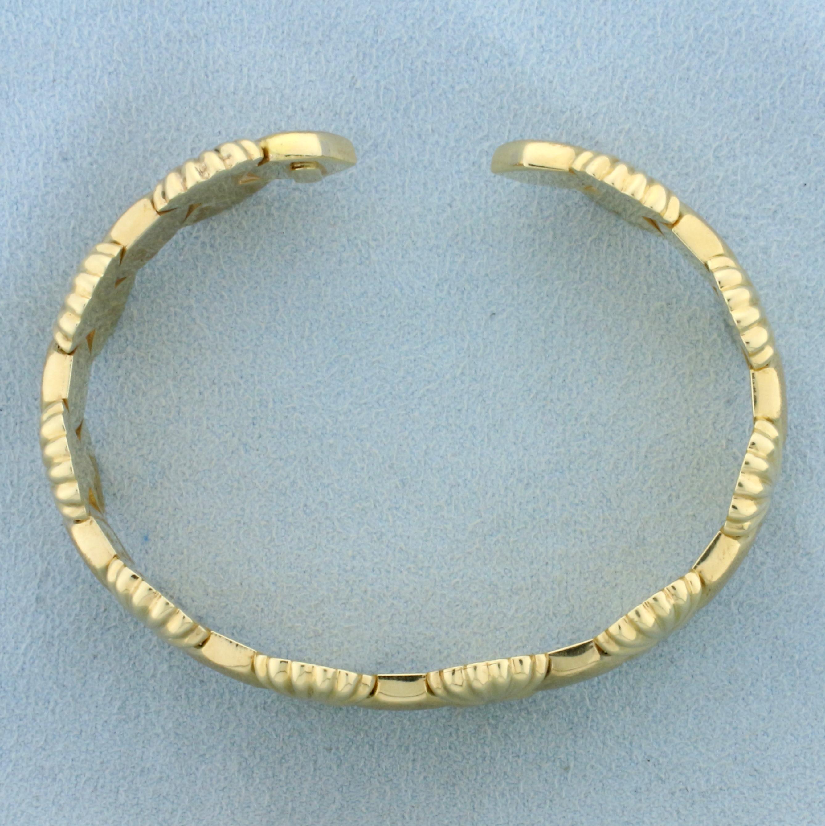 Italian Made Designer Cuff Bracelet In 14k Yellow Gold