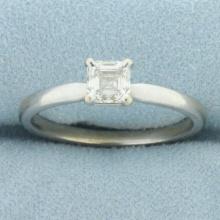 3/4ct Asscher Cut Solitaire Engagement Ring In 14k White Gold