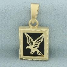 Hawk Bird Pendant In 14k Yellow Gold