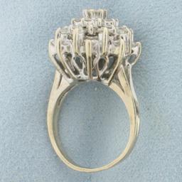 Diamond Cluster Snowflake Ring In 14k White Gold