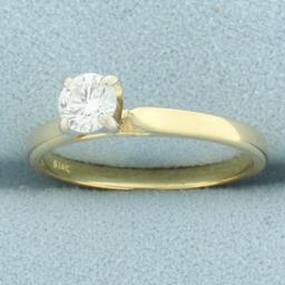 Diamond Solitaire Engagement Ring In 14k Yellow Gold