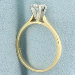 Diamond Solitaire Engagement Ring In 14k Yellow Gold