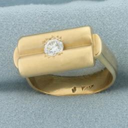 Unique Diamond Double Cylinder Design Ring In 14k Yellow Gold