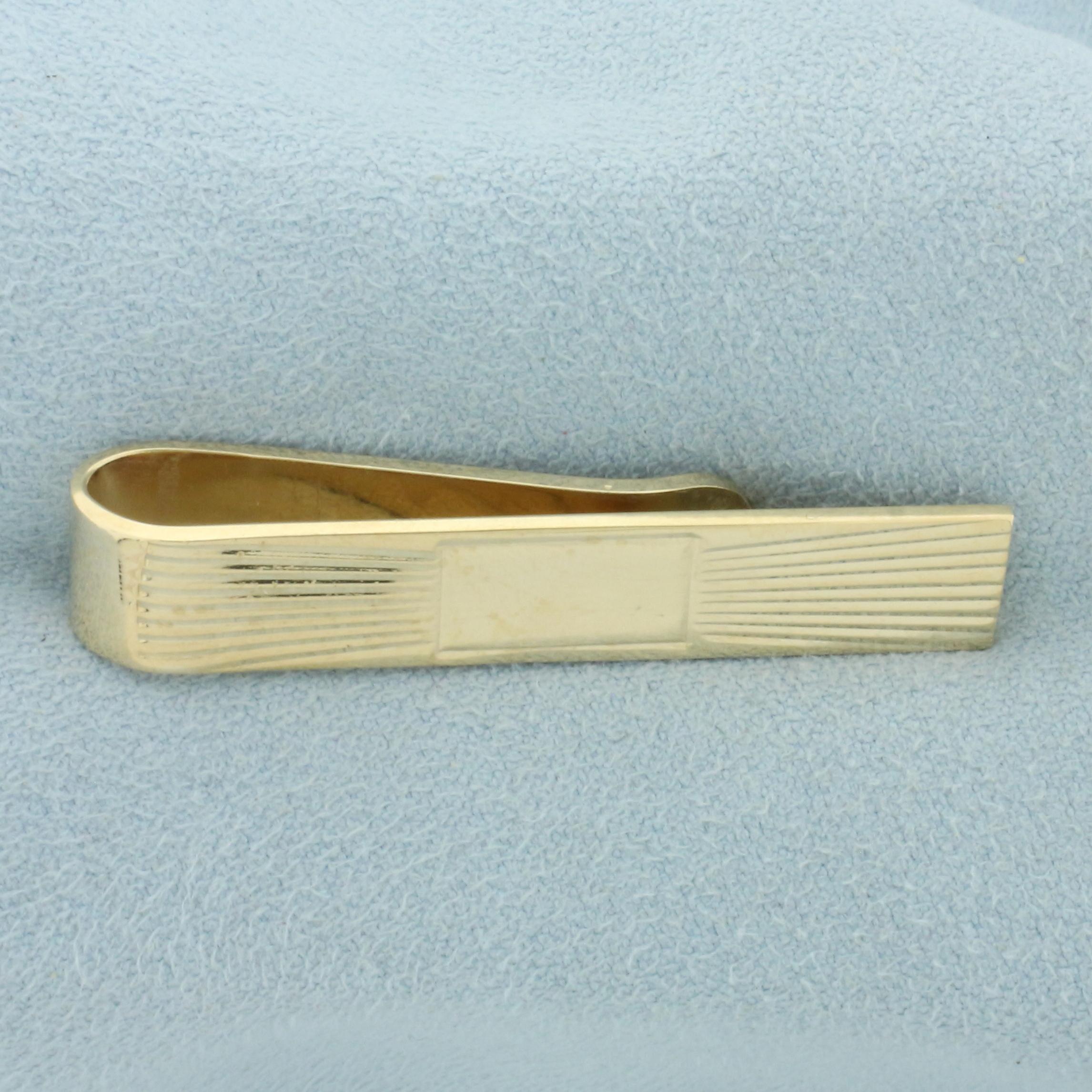 Engravable Vintage Tie Clip In 14k Yellow Gold