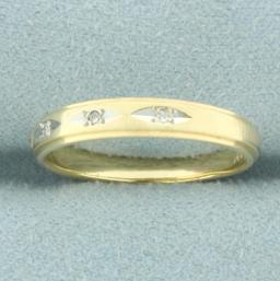 3 Stone Diamond Wedding Or Anniversary Band Ring In 14k Yellow Gold