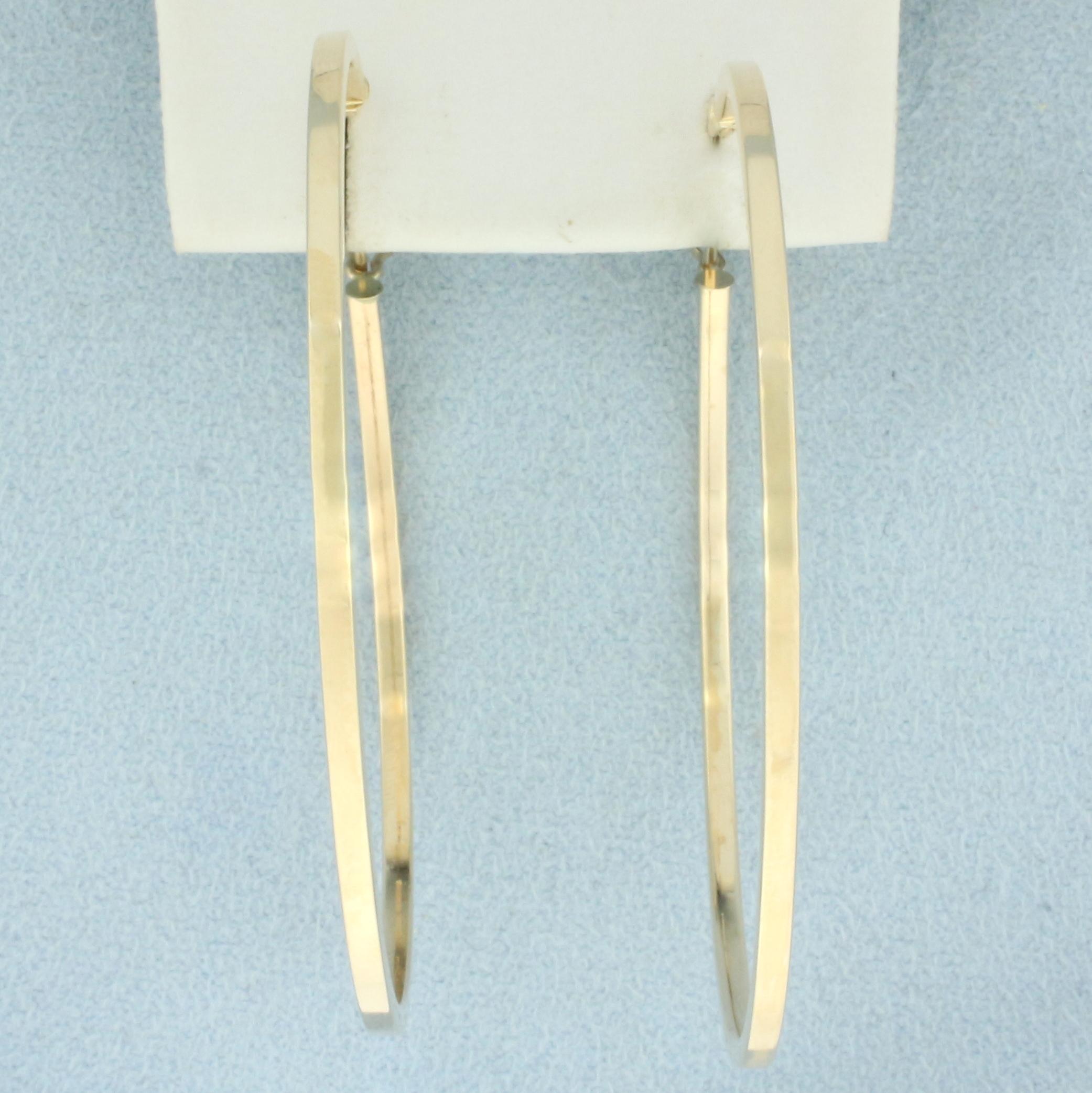 Large 2 Inch Square Edge Hoop Earrings In 14k Yellow Gold