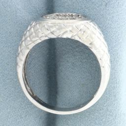 Quilted Design Pave Set Diamond Ring In 10k White Gold