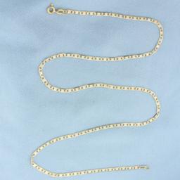 Italian 20 Inch Beveled Anchor Mariner Two Tone Chain Necklace In 18k Yellow And White Gold