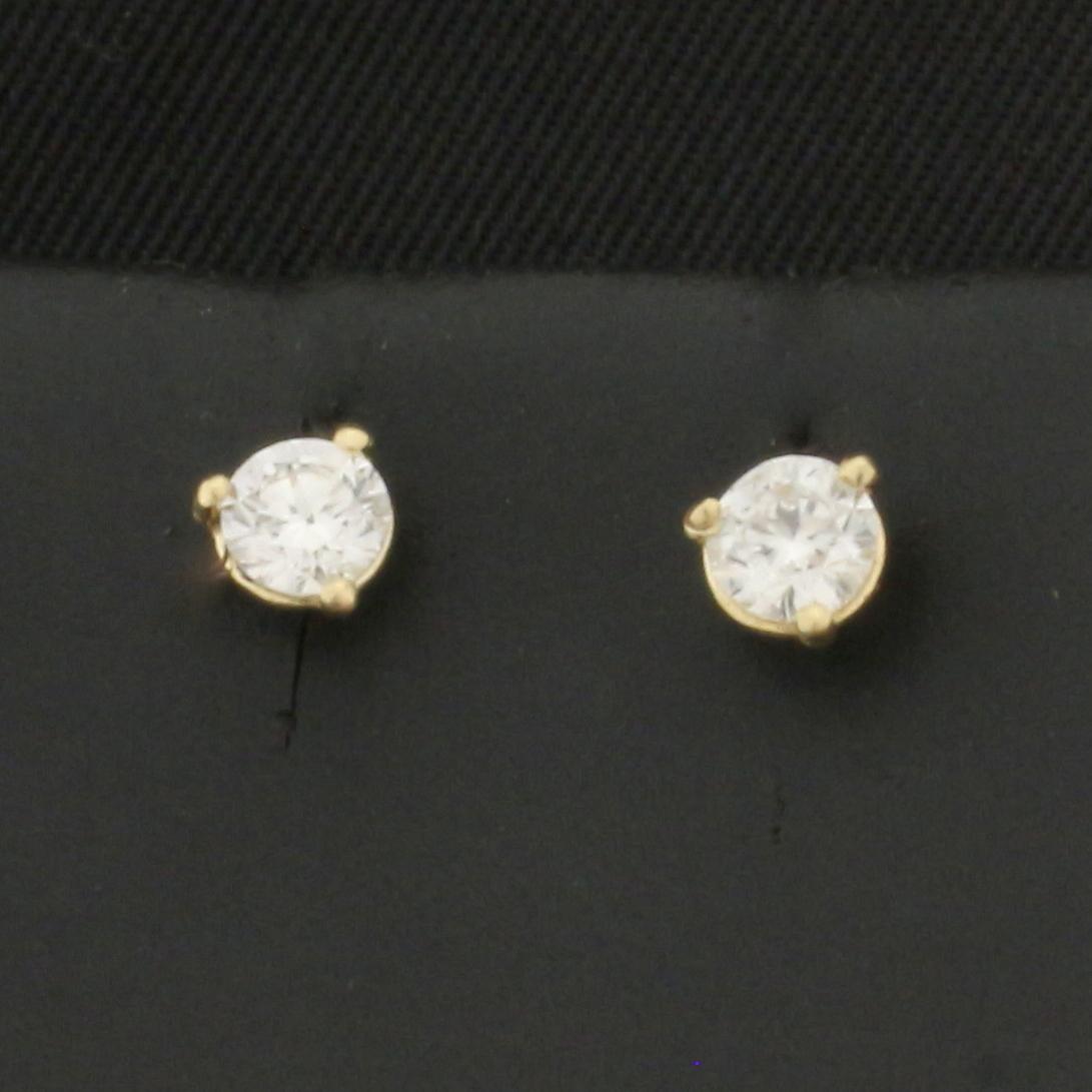 1/2ct Natural Diamond Stud Earrings In 14k Yellow Gold Settings