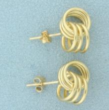 Unique Knot Design Earrings In 14k Yellow Gold