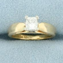 Solitaire Princess Diamond Engagement Ring In 14k Yellow Gold