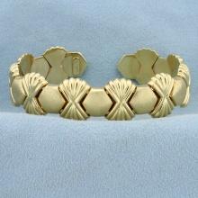 Italian Made Designer Cuff Bracelet In 14k Yellow Gold