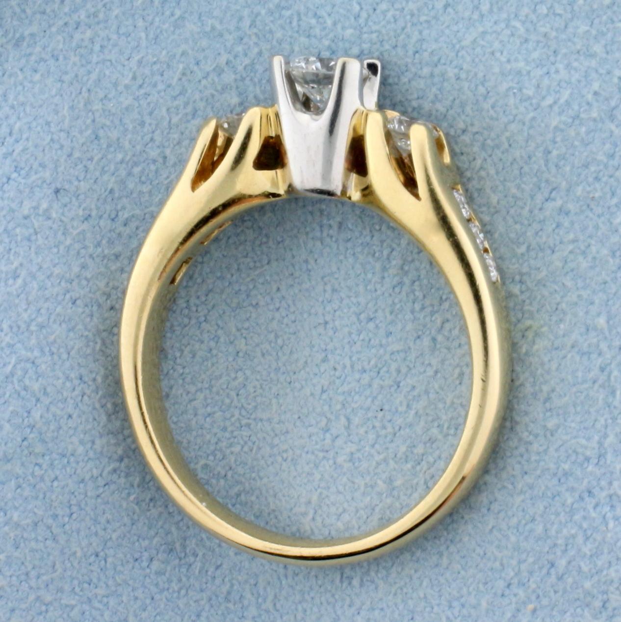 2/3ct Tw Diamond Engagement Ring In 14k White And Yellow Gold