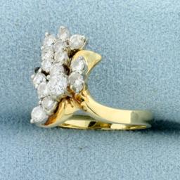 1ct Tw Diamond Cluster Ring In 14k Yellow Gold