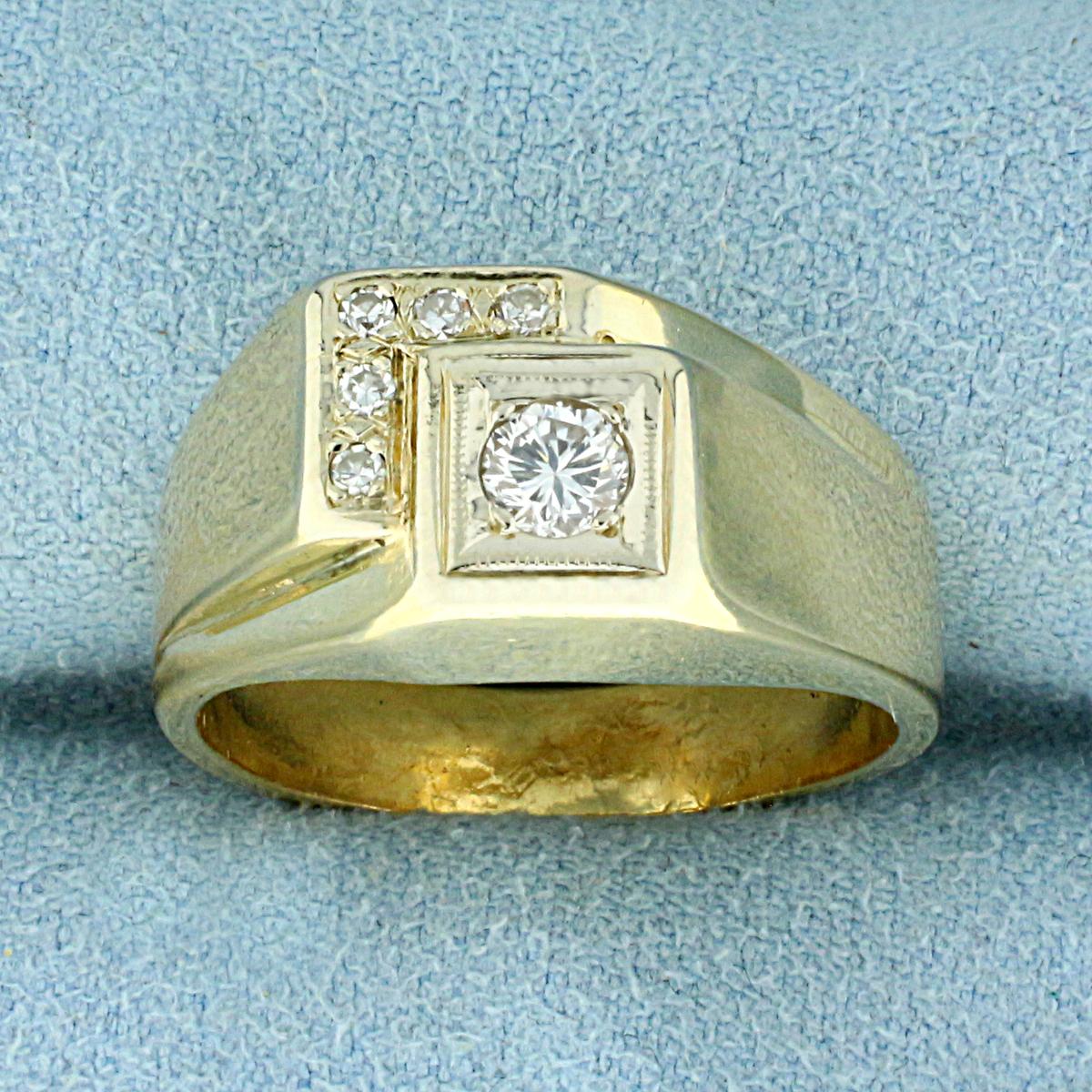 1/4ct Tw Diamond Step Design Ring In 14k Yellow Gold