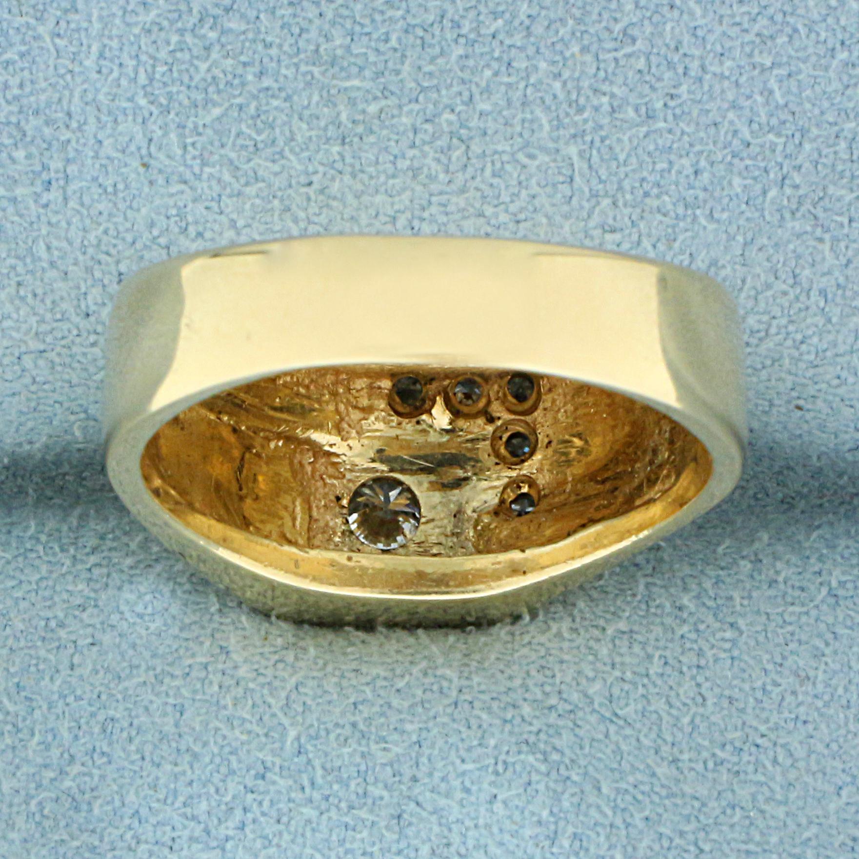 1/4ct Tw Diamond Step Design Ring In 14k Yellow Gold