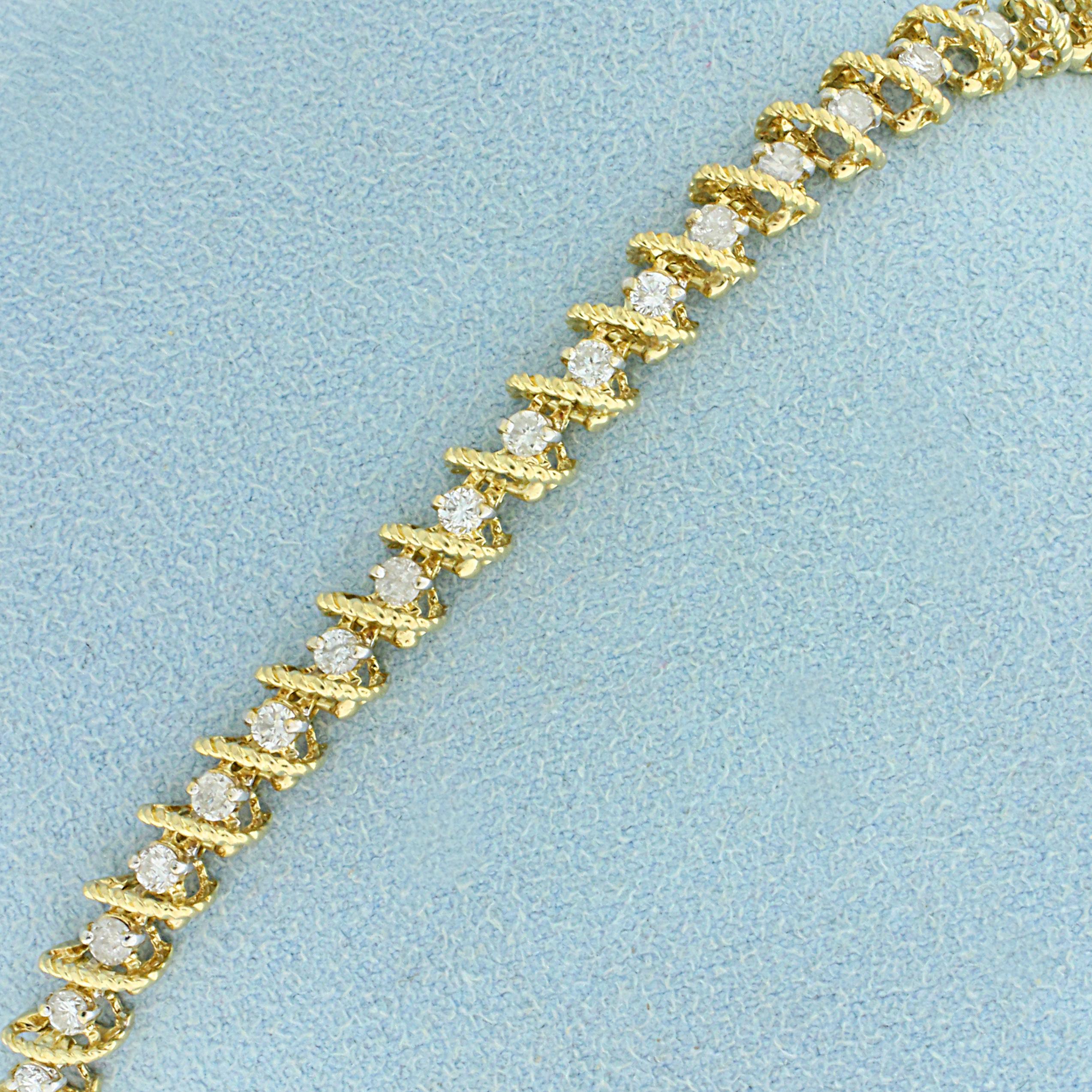 2ct Tw Diamond Tennis Bracelet In 10k Yellow Gold