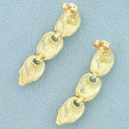 Diamond Cut Dangle Earrings In 14k Yellow Gold